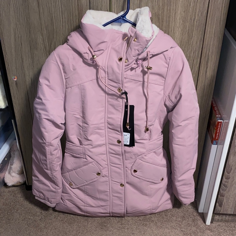 Urban Planet Faux Fur Lined Hooded Parka - Mauve